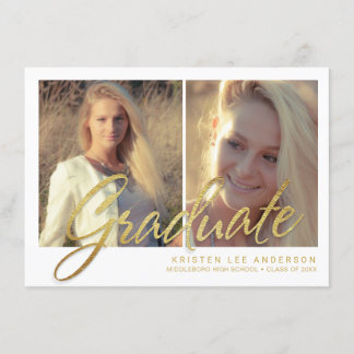 Omkullkastar studentenFauxguld 2019 2-Photo Inbjudningar