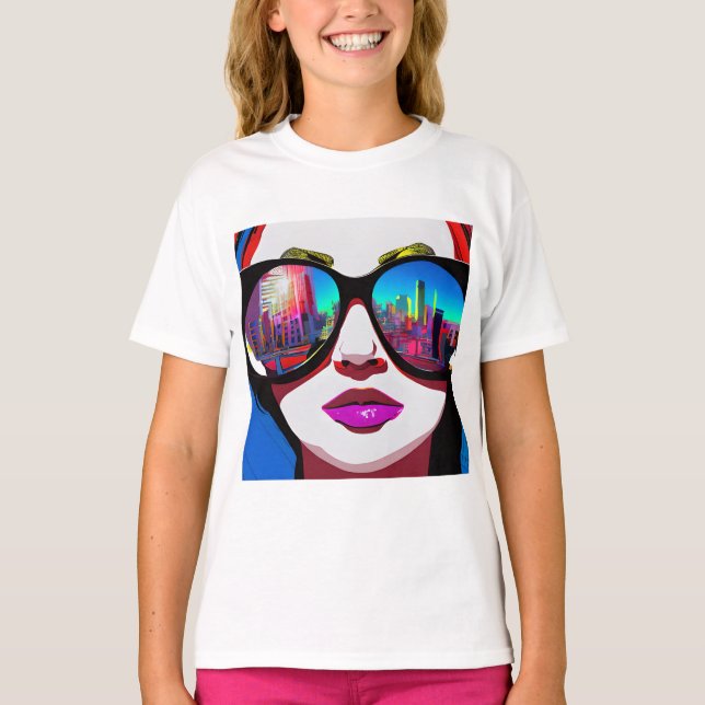 Omläggning av staden i Sunglasses Woman T Shirt (Framsida)