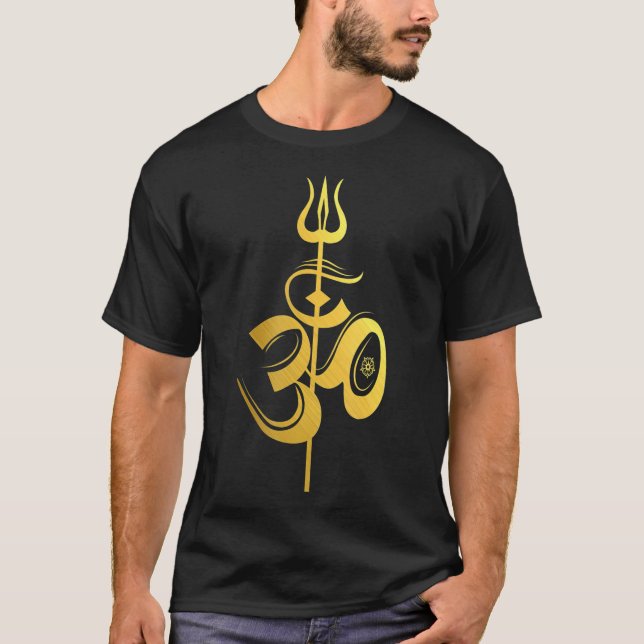 OMLord Shiva Divine Spear Trident Trishul T Shirt (Framsida)