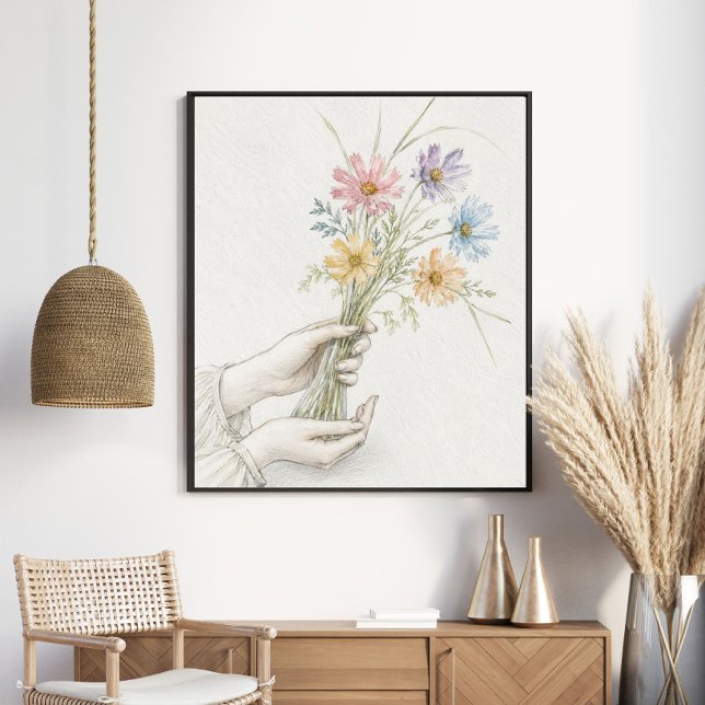 Ömma händer som delar vildblommor poster (Skapare uppladdad)