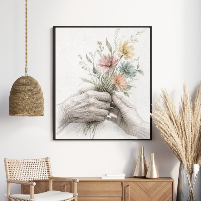 Ömma händer som delar vildblommor poster (Skapare uppladdad)