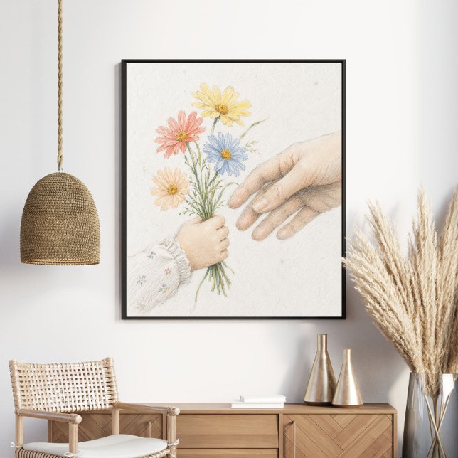 Ömma händer som delar vildblommor poster (Skapare uppladdad)