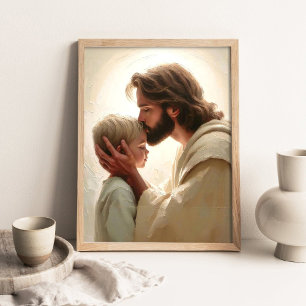 Ömme Frälsare, kristen konst, Jesus med pojke, Poster