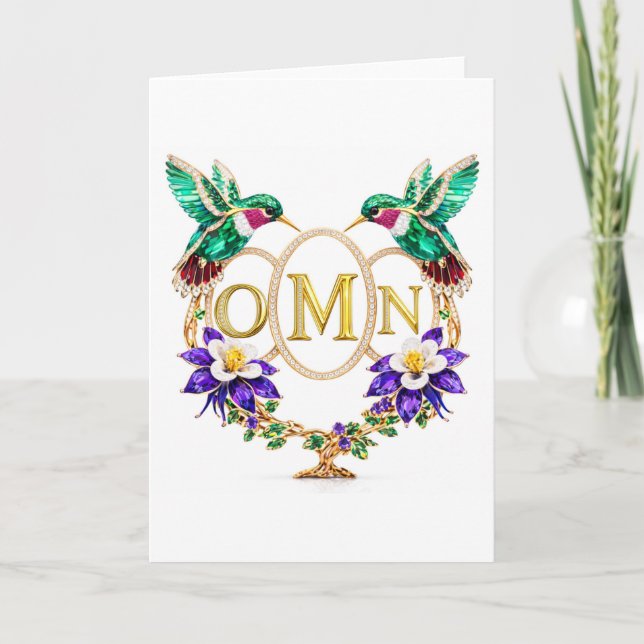 OMN Hummingbird Any Letters Custom Folded Wedding Inbjudan (Framsida)