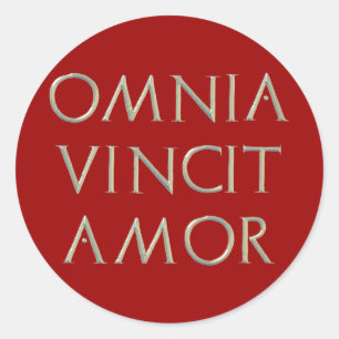 Omnia Vincit Kärlek Stickers Runt Klistermärke