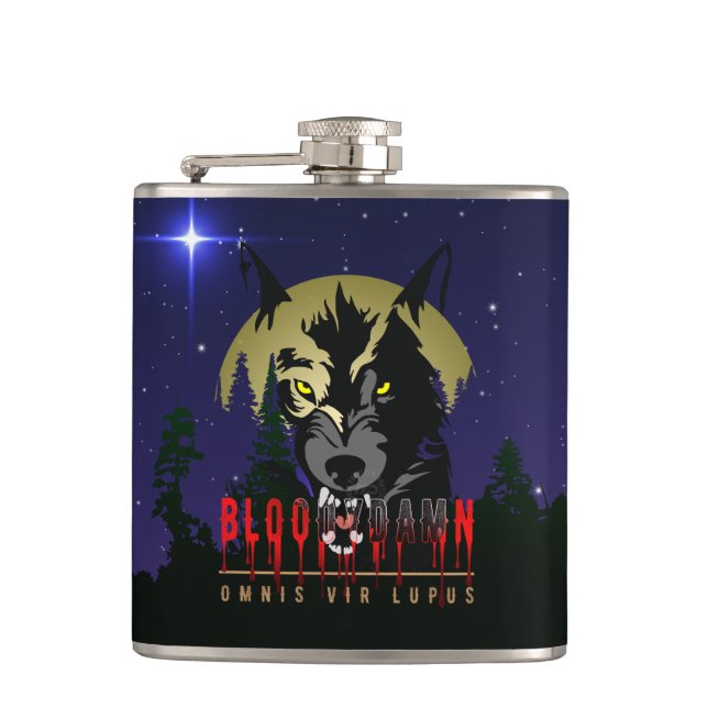 Omnis vir Lupus | Vinylglasflaska Fickplunta (Framsidan)