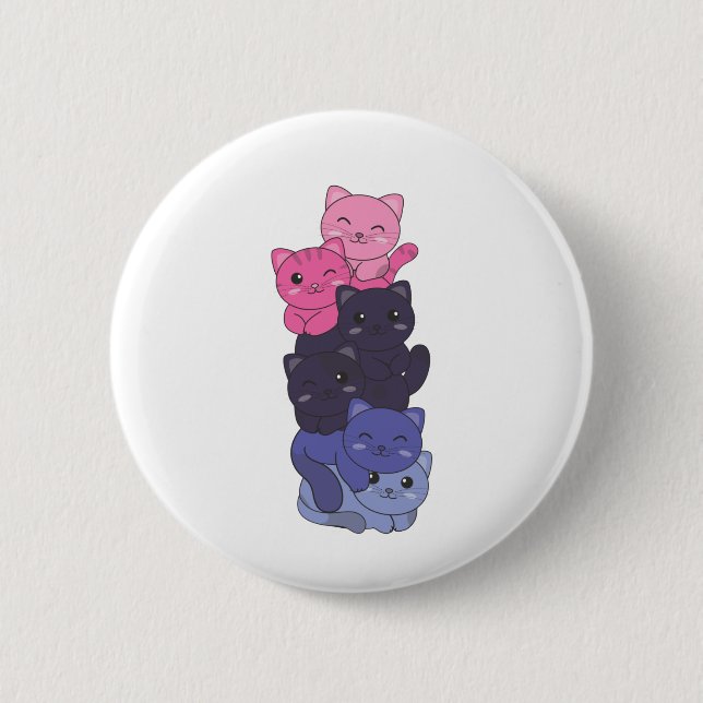 Omnisexual Flagga Cat Pride Lgbtq Cute Cat Knapp (Framsida)
