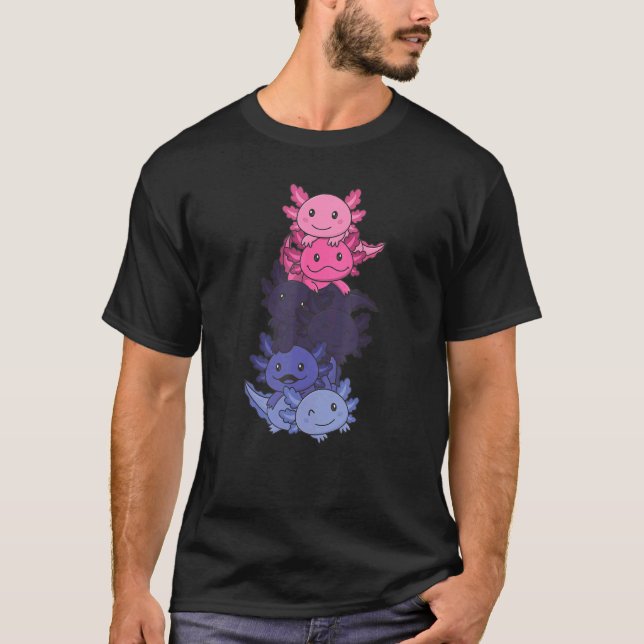 Omnisexual Gender Fluid Pride Lgbtq Axolotl T Shirt (Framsida)