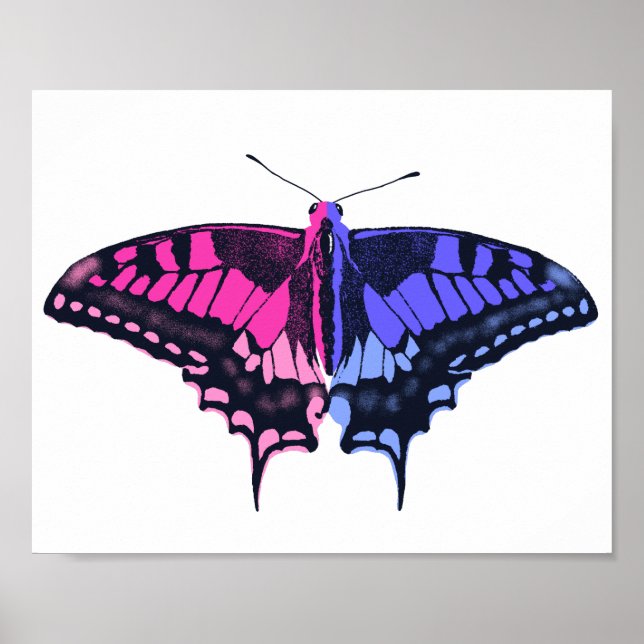 Omnisexual Pride Flagga Swallowtail Butterfly Poster (Framsidan)