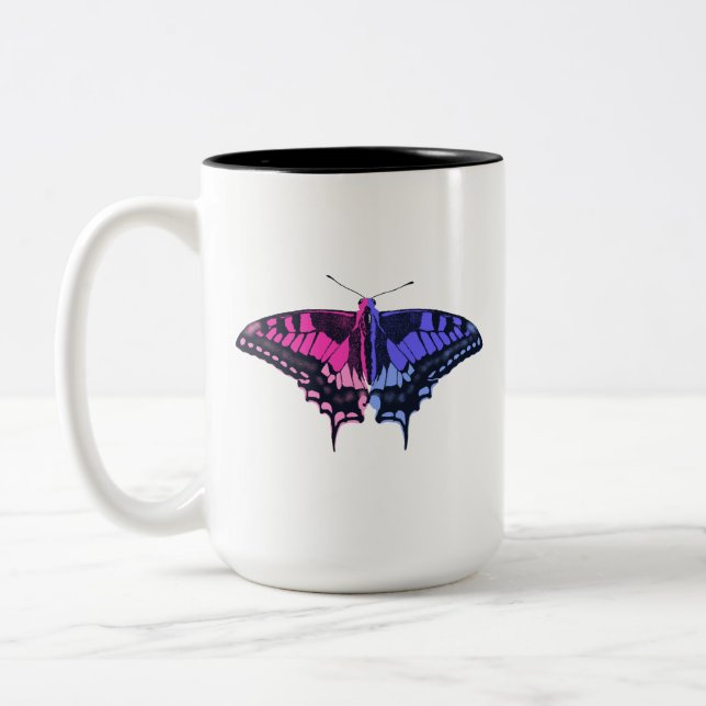 Omnisexual Pride Flagga Swallowtail Butterfly Två-Tonad Mugg (Vänster)
