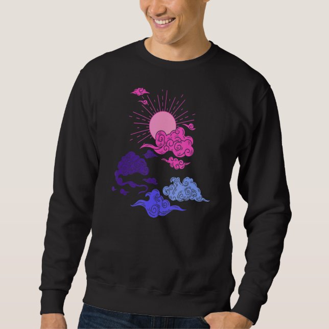 Omnisexual Pride Himlar Omni Japansk Sol Discreet  Lång Ärmad Tröja (Framsida)