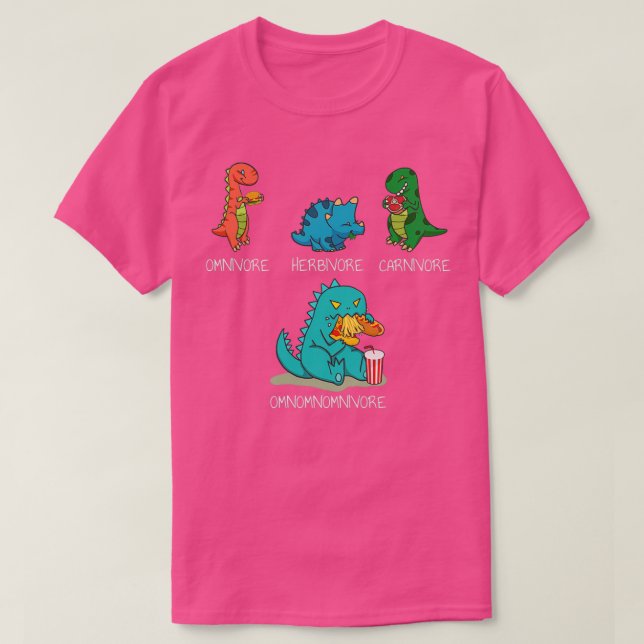 Omnomnivar Funny Food Eating Dinosaur T Shirt (Design framsida)