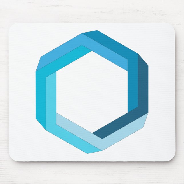 Omöjlig geometri: Blå hexagon. Musmatta (Framsidan)