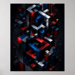 Omöjlig geometrisk 3D abstrakt struktur affisch