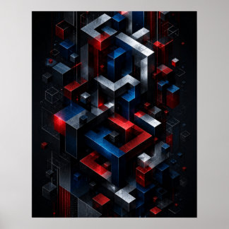Omöjlig geometrisk 3D abstrakt struktur affisch