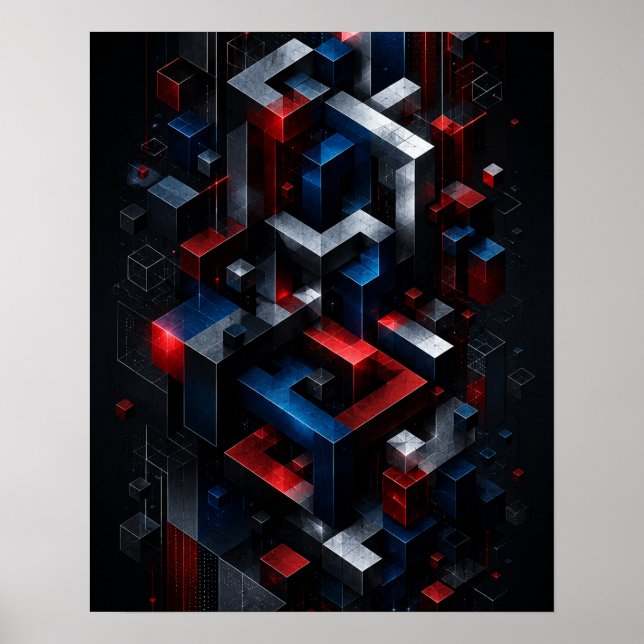 Omöjlig geometrisk 3D abstrakt struktur affisch (Framsidan)