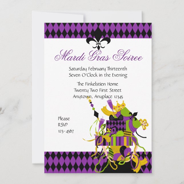 Omöjlig Mardi Gras Stack Inbjudningar (Framsida)