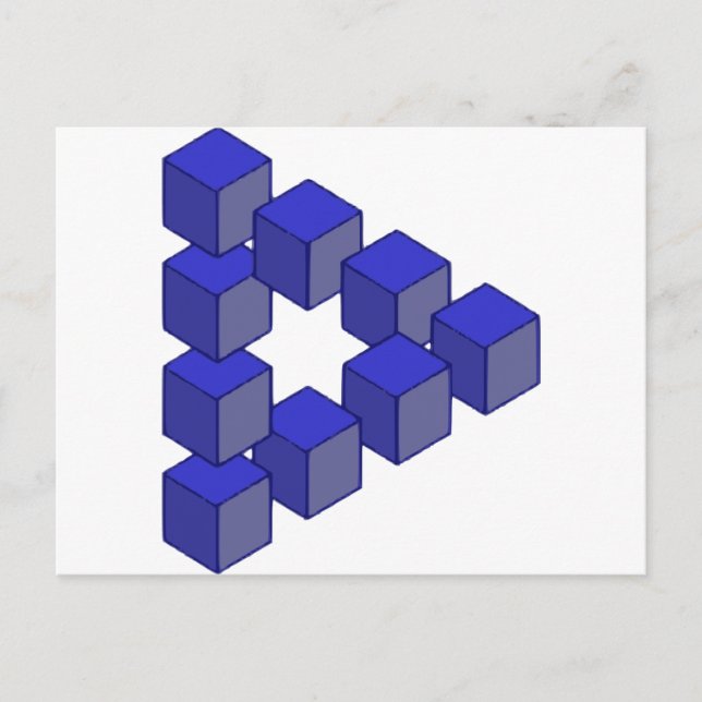Omöjlig trappa av fyrkantig optisk illusion vykort (Framsida)