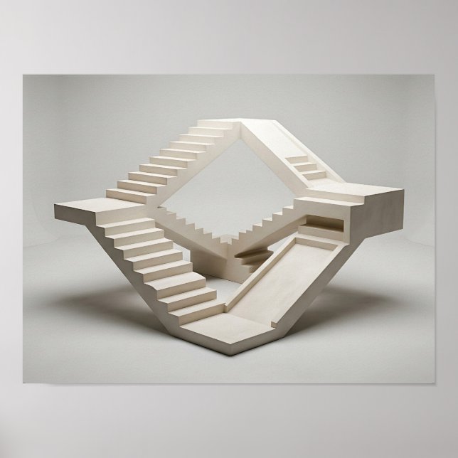 Omöjlig trappa Loop Arkitektonisk Geometrisk Vägg Poster (Framsidan)