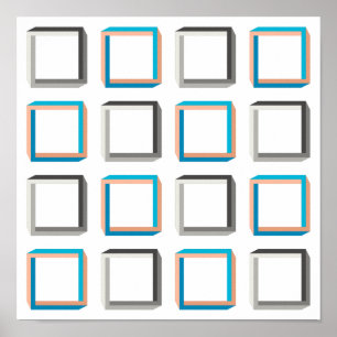 Omöjliga kvadrater, elegant, geometrisk mönster poster