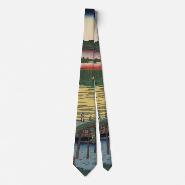Omokage Bridge Vintage Ukiyo-e Japansk konst Slips (Framsida)