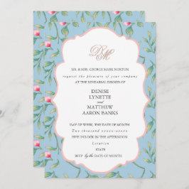 Omphalodes Blå och Gossamer Rosa Rehearsal Middag Inbjudningar