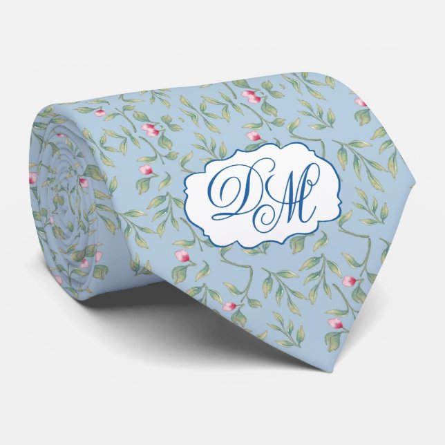 Omphalodes Blue Bröllop Keepsak Neck Tie Slips (Rullad)