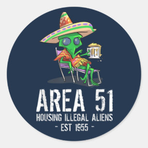 Område 51 Gag Gift UFO Drunk Illegal Alien Runt Klistermärke