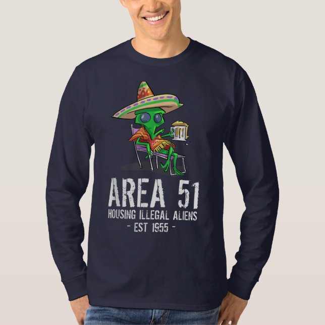 Område 51 Gag Gift UFO Drunk Illegal Alien T Shirt (Framsida)