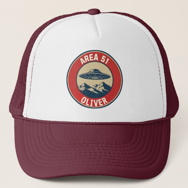 Område 51 Hemlig Retro UFO Utomjording Badge Keps (Framsida)