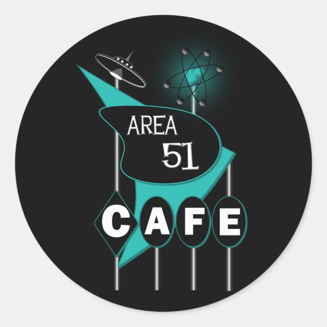 Område 51 kafé runt klistermärke (Framsida)