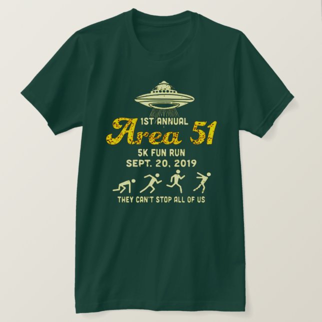Område 51 Roligt Springa T Shirt (Design framsida)