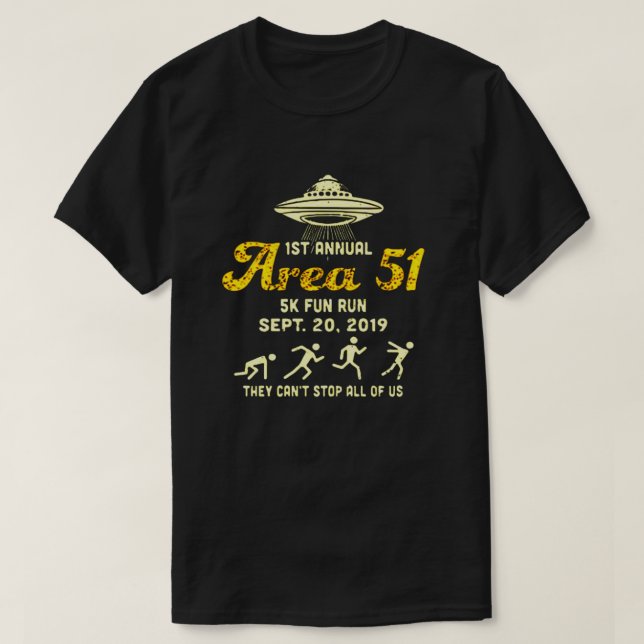 Område 51 Roligt Springa T Shirt (Design framsida)