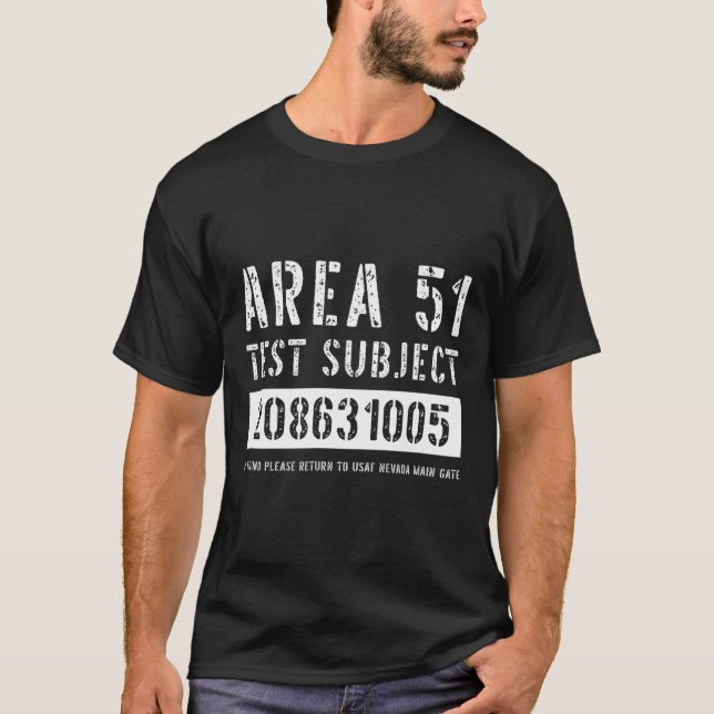 Område 51 Test Subjekt 1005 Alien Abduction Hallow T Shirt (Framsida)