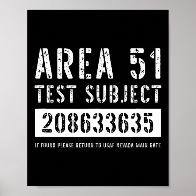 Område 51 Test Subjekt 3635 Alien Abduction Hallow Poster (Framsidan)