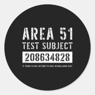 Område 51 Test Subjekt 4828 Alien Abduction Hallow Runt Klistermärke