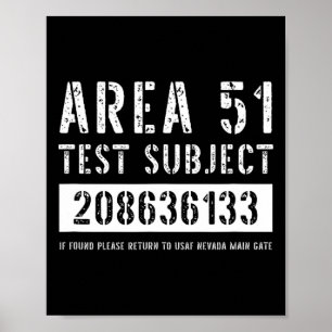 Område 51 Test Subjekt 6133 Alien Abduction Hallow Poster