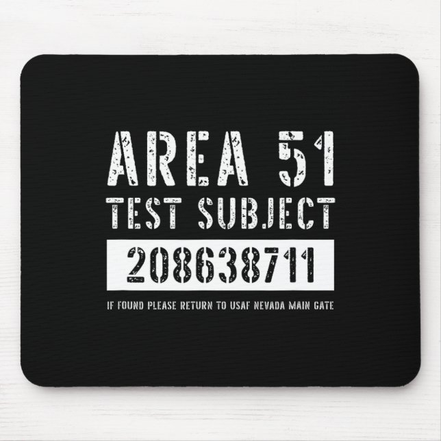 Område 51 Test Subjekt 8711 Alien Abduction Hallow Musmatta (Framsidan)