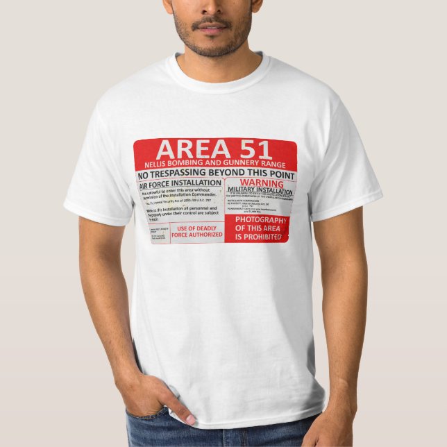 Område 51 undertecknar t shirt (Framsida)