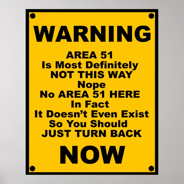 Område 51 ~ Varning om nedsläckning Poster (Framsidan)