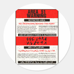 Område 51 Varning Runt Klistermärke