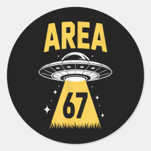 Område 67 Roligt Ufo Rymdskepp 6 7 Alien Tema Runt Klistermärke