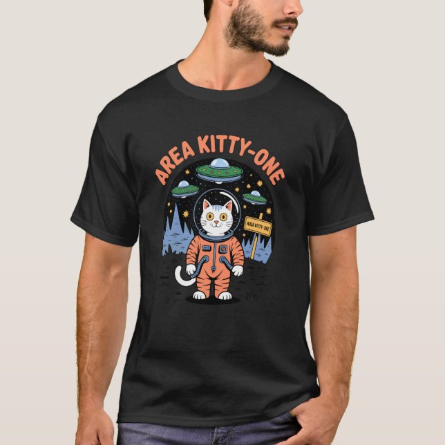 Område Kitty En Rolig Söt Alien Katt T Shirt (Framsida)