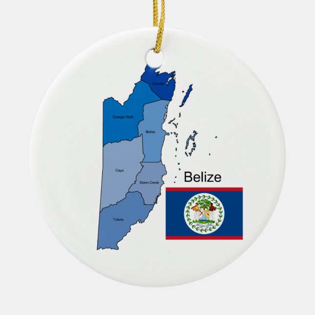 Områdeskarta av Belize med flagga Julgransprydnad Keramik (Framsidan)