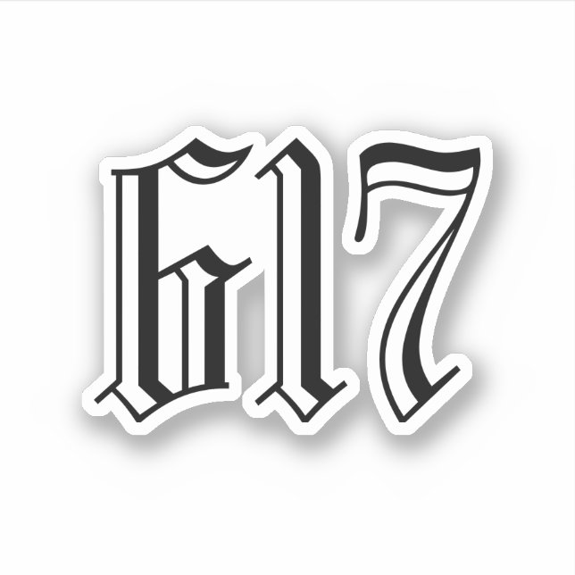 Områdeskod 617 (Boston) Klistermärken (Framsida)