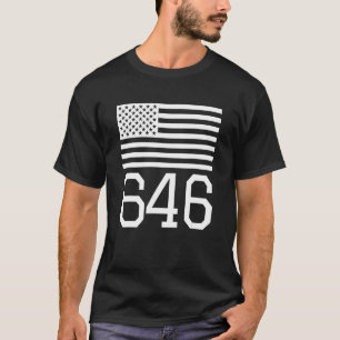 Områdeskod 646 Amerikansk Flagga Usa New York City T Shirt