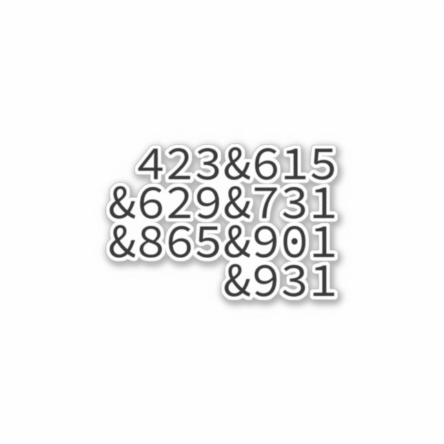 Områdeskoder Tennesse Klistermärken (Framsida)