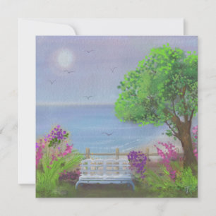 Området Sitta vid söt Blommigt vid havet Julkort