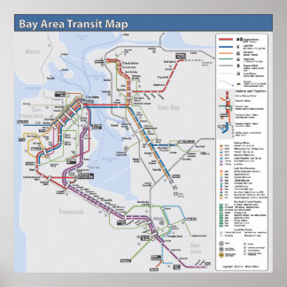 Områdets Bay-transitering Karta med utförlig förkl Poster