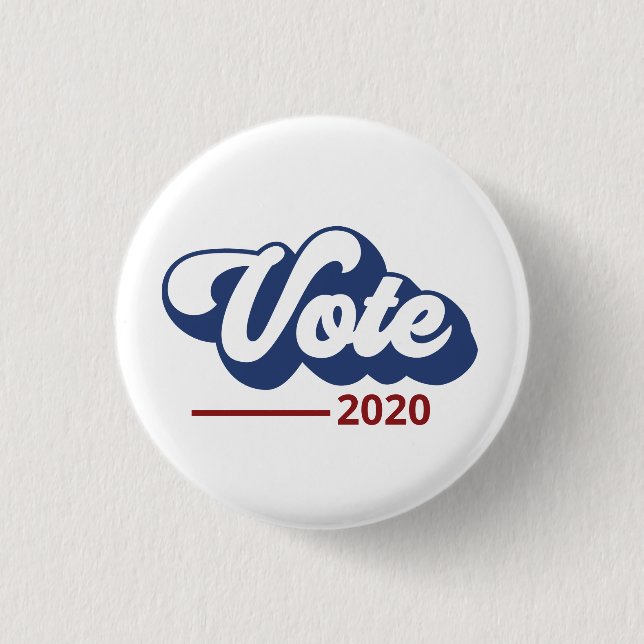 Omröstning 2020: Retro Red & Blue Button Knapp (Framsida)